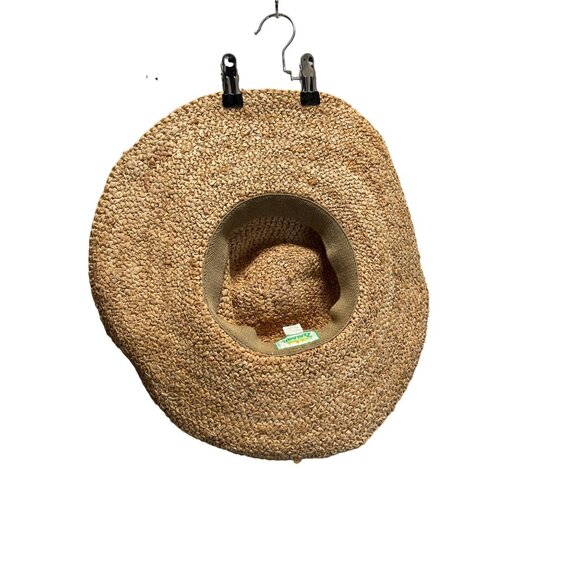 Womens Natural Raffia Straw Wide-Brim Sun Hat By Zealand - Picture 3 of 4